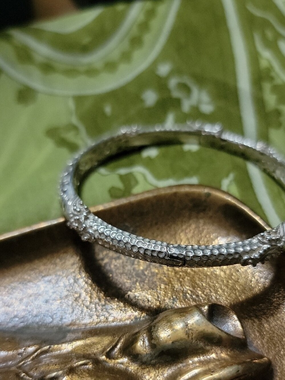 925 Sterling Silver Intricate Floral Engraved Bangle Bracelet - Picture 3 of 5